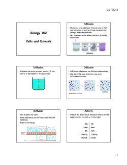 Biology 102 Cells and Osmosis
