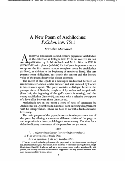 A New Poem of Archilochus: P.Colon. inv. 7511