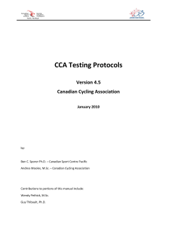 Cycling Canada Cyclisme National Lab Testing Protocols