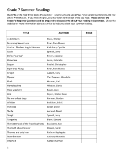 Grade 7 Summer Reading - Hampton Public School, NJ