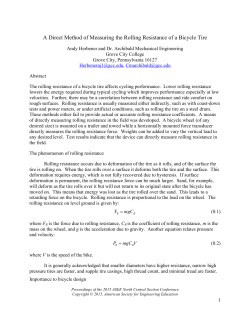 A Direct Method of Measuring the Rolling Resistance of a Bicycle Tire