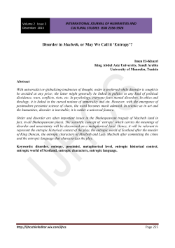 Disorder in Macbeth, or May We Call it `Entropy`?