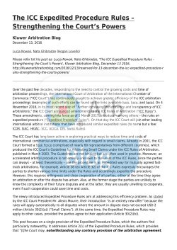 The ICC Expedited Procedure Rules
