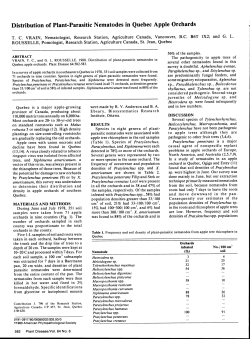 Distribution of Plant-Parasitic Nematodes in Quebec Apple Orchards