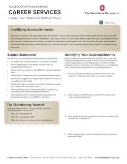 Identifying Accomplishments for your Resume