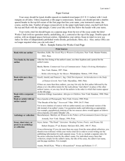 MLA Quick Reference for Works Cited Page