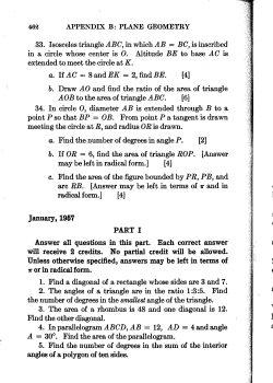 33. Isosceles triangle ABCy in whichAB = BC,is inscribed in a circle