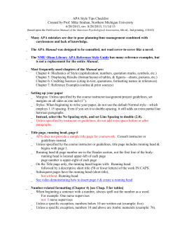 APA Style Tips Checklist - Olson Library