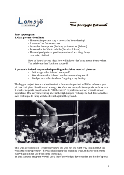 1 Start up program 1. Goal picture -headlines