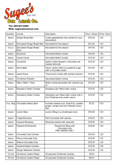 Quantity Cookie Description Price / Dozen Price / Each dozen