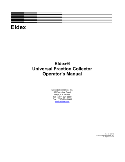 Eldex&reg; Universal Fraction Collector Operator`s Manual
