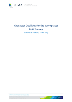 Character Qualities for the Workplace: BIAC Survey