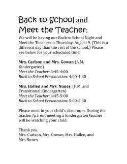 Back to School and Meet the Teacher: