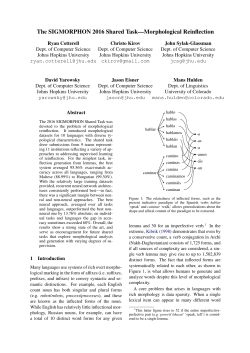 The SIGMORPHON 2016 Shared Task