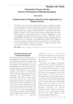 Community Process and the Recovery Environment following