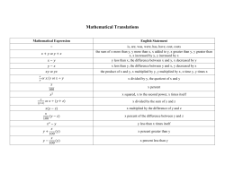 Mathematical Translations/English to Algebra