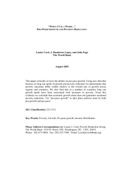 Pro-Poor Growth and Poverty Reduction
