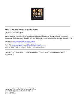 Classification of Sound, Sound Tools, and Soundscapes Author(s
