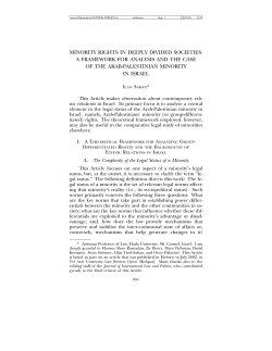 minority rights in deeply divided societies: a framework for analysis