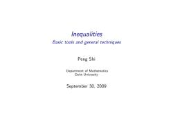 Inequalities - Basic tools and general techniques