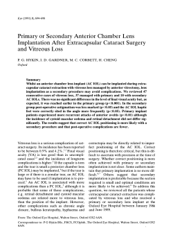 Primary or Secondary Anterior Chamber Lens Implantation