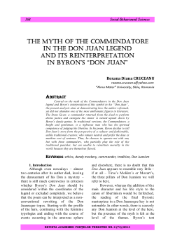 THE MYTH OF THE COMMENDATORE IN THE DON JUAN