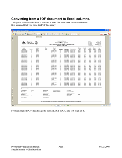 Converting from a PDF document to Excel columns.