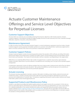 Actuate Customer Maintenance Offerings and Service Level