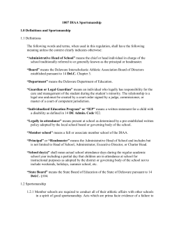 1007 DIAA Sportsmanship 1.0 Definitions and Sportsmanship 1.1