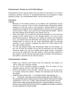 Potentiometric Titration of a HCl-H3PO4 Mixture Potentiometry will