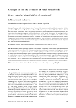 Changes in the life situation of rural households