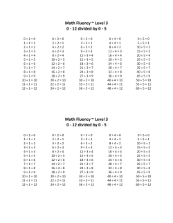Math Fluency ~ Level 3 0 - 12 divided by 0