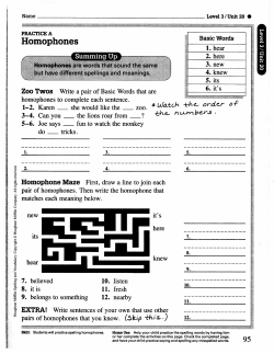 Homophones 95 - Sunnyside Christian School