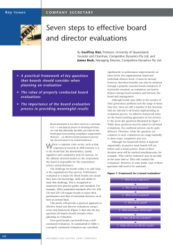Seven steps to effective board and director evaluations, Beck and Kiel