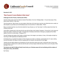 Dear 8 pound, 6 ounce Newborn Infant Jesus