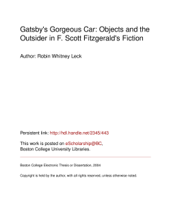 Objects and the Outsider in F. Scott Fitzgerald`s Fiction