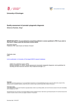 University of Groningen Quality assessment of prenatal