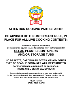 attention cooking participants: clear plastic