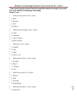 Medical Terminology Practice Test/ Sirati Nir M. / 2014