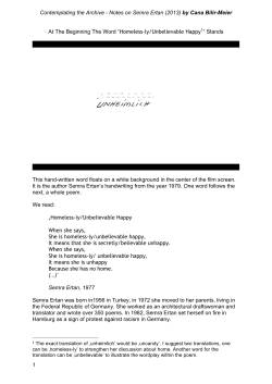 1 Contemplating the Archive - Notes on Semra Ertan