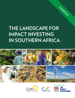 THE LANDSCAPE FOR IMPACT INVESTING IN SOUTHERN AFRICA