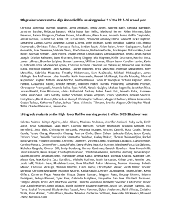 The following 9th grade students were on the High Honor Roll for
