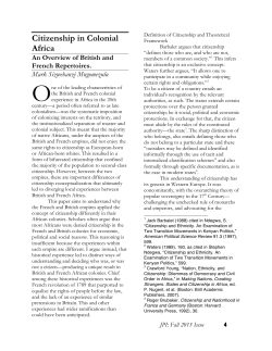 Citizenship in Colonial Africa: An Overview of British and French