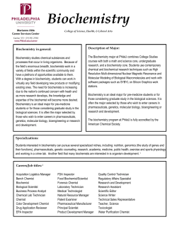 Biochemistry - Philadelphia University