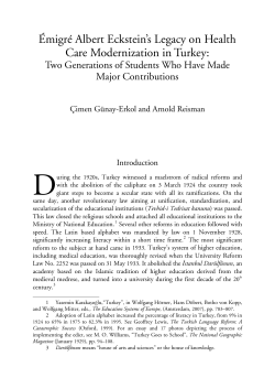 &Eacute;migr&eacute; Albert Eckstein`s Legacy on Health Care Modernization in