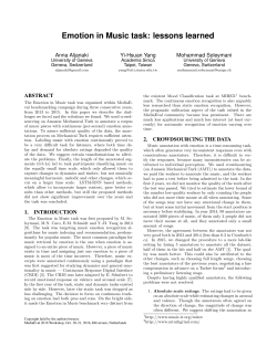 Emotion in Music task: lessons learned