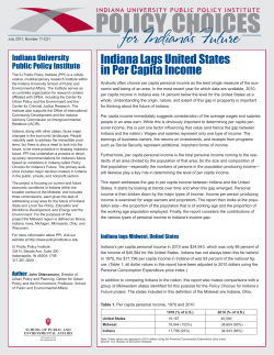 Indiana Lags United States in Per Capita Income