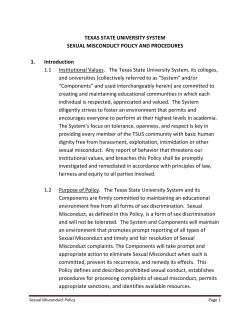 TEXAS STATE UNIVERSITY SYSTEM SEXUAL MISCONDUCT