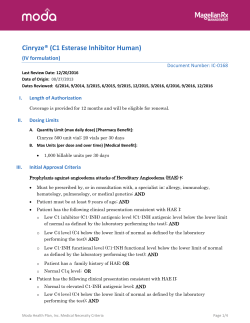 Cinryze&reg; (C1 Esterase Inhibitor Human)