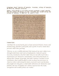 Citation: Royal Charter of Georgia. Trustees, Colony of Georgia, RG